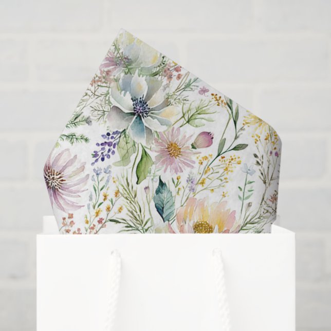 Papel De Seda Hermoso patrón floral pastel (Bolsa de regalo)