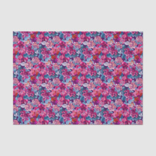 Papel De Seda Hermoso patrón floral rosa púrpura azul