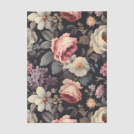 Papel De Seda Hermoso patrón floral sobre fondo oscuro