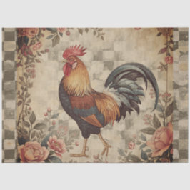 Papel De Seda Hermoso patrón vintage de gallo y flores