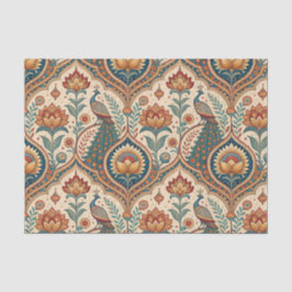 Papel De Seda Hermoso pavo real y obra de arte con patrón floral