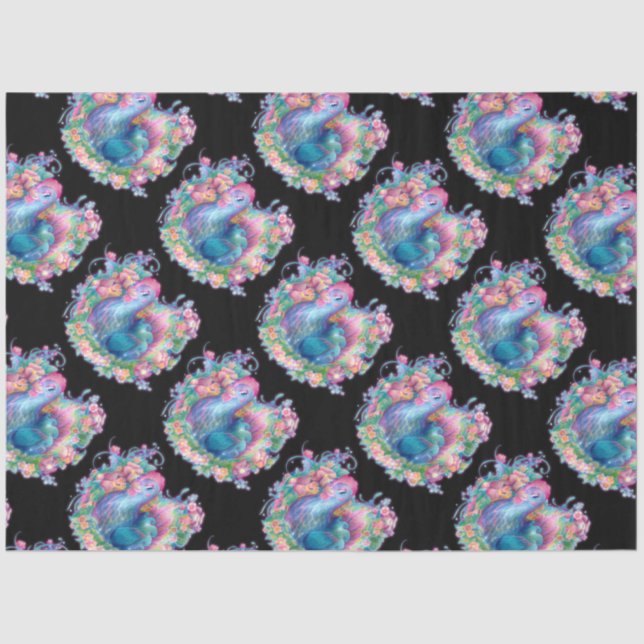 Papel De Seda Hermoso pollo y flores (Anverso)