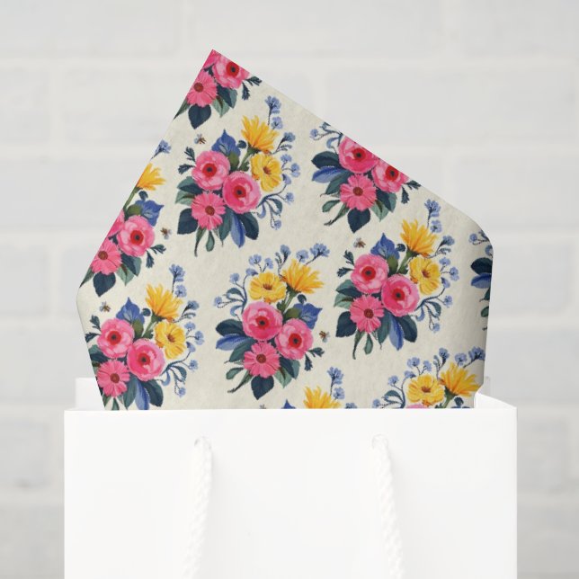 Papel De Seda Hermoso Ramo de Primavera  (Bolsa de regalo)