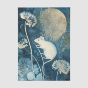 Papel De Seda Hermoso ratón blanco de impresión cianotípica