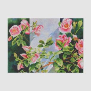 Papel De Seda Hermoso rosa, rosas rojas, acuarela floral