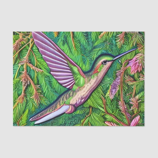 Papel De Seda Hermoso Shabby Chic Little Hummingbird. (Anverso)