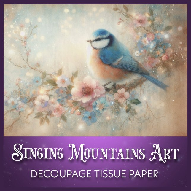 Papel De Seda Hermoso Shabby Rústico Chic Bluebird Decoupage (Subido por el creador)