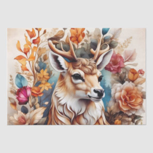 Papel De Seda Hermoso Stag entre flores