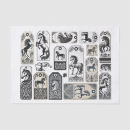 Papel De Seda Hermosos caballos con embellecimiento de diseño Da