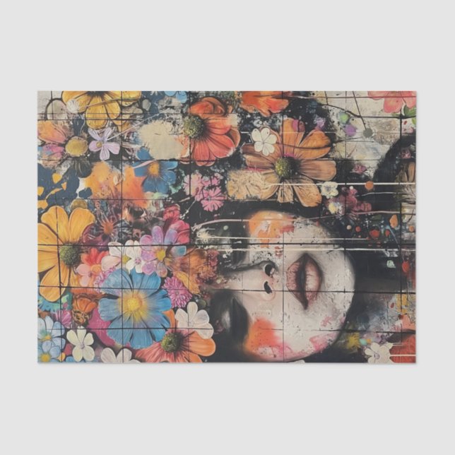 Papel De Seda Hermosos Chicas de flores1 (Anverso)