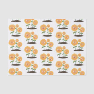 Papel De Seda Hermosos girasoles alegres sonrientes ilustracion 