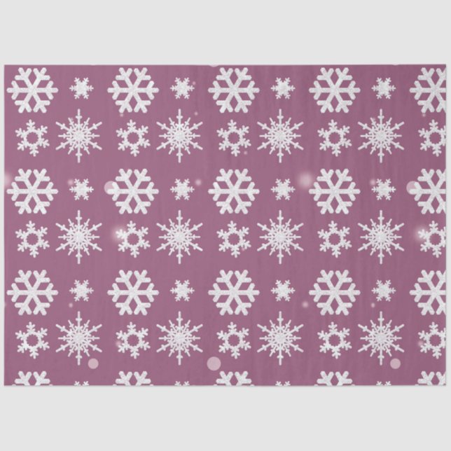 Papel De Seda Hermosos Navidades morados con copos de nieve blan (Anverso)