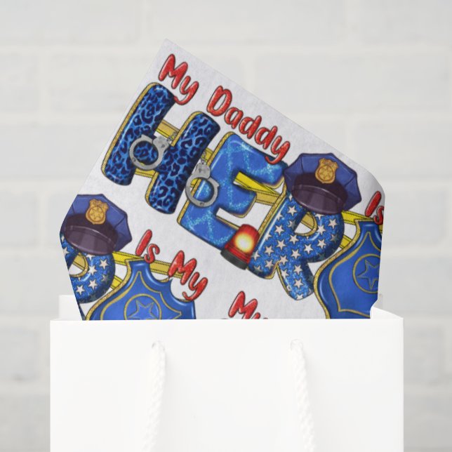 Papel De Seda Héroe Papá Policía  (Bolsa de regalo)