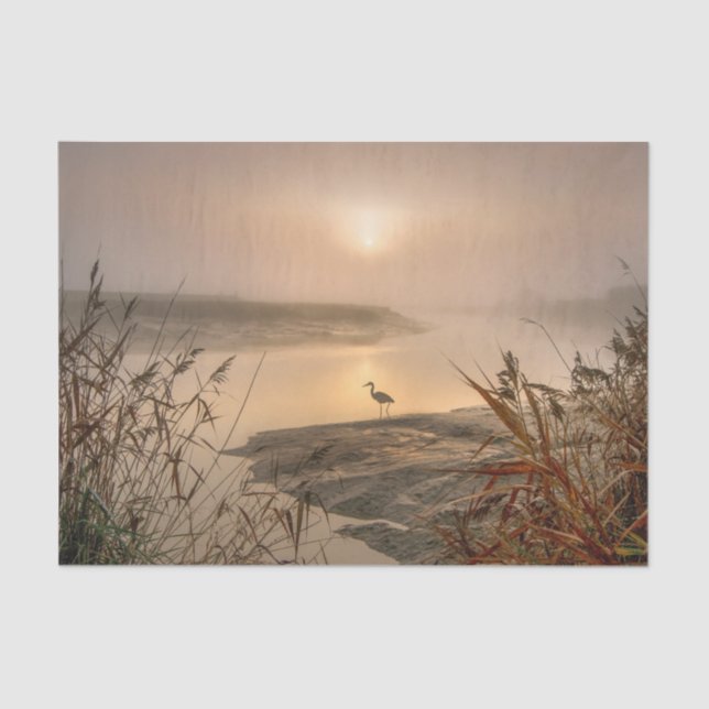 Papel De Seda Heron Heaven - Paisaje en el lago (Anverso)