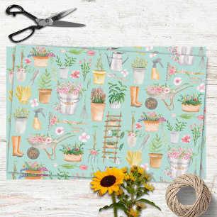 Papel De Seda Herramientas de jardinería con patrón de jardín fl