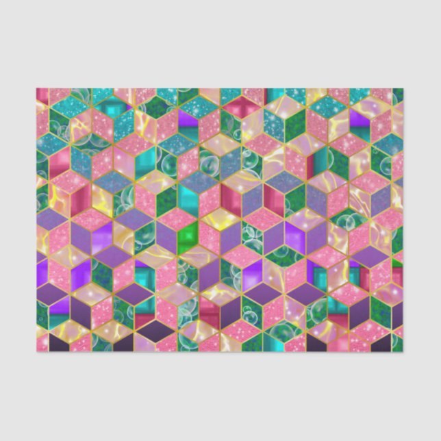 Papel De Seda Hexágono Diamante Diamond Diamond Divertido (Anverso)