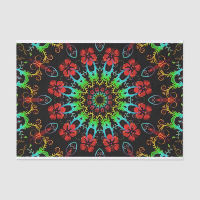 Papel De Seda Hibisco de la flor del caleidoscopio II + su idea (Anverso)