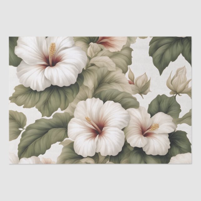 Papel De Seda Hibiscus Tropical Blanco Creamy (Anverso)