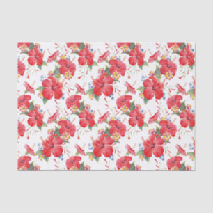 Papel De Seda Hibiscus y Lantana Floral Pattern