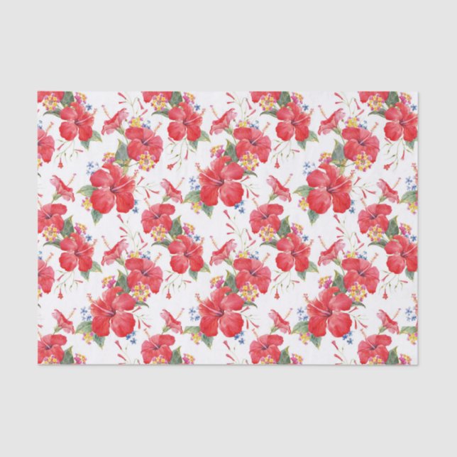Papel De Seda Hibiscus y Lantana Floral Pattern (Anverso)