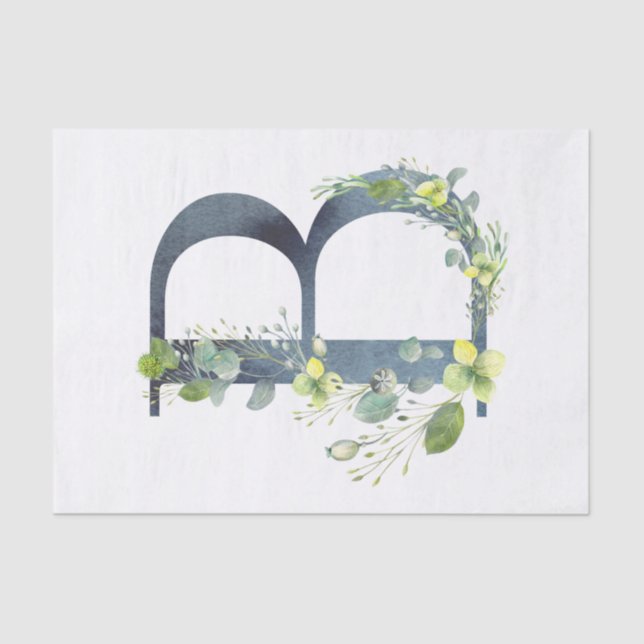 Papel De Seda Hidrangea Alfabetización acuática floral lunar B (Anverso)