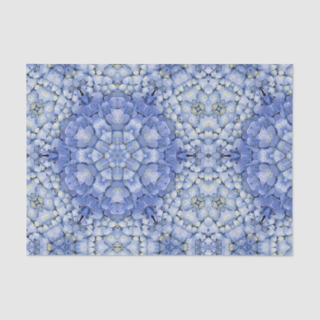 Papel De Seda Hidrangea Azul Moderno Kaleidoscopio Floral (Anverso)