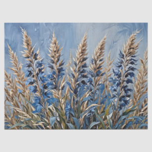 Papel De Seda Hierba de Pampas Floral Azul
