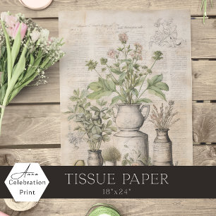 Papel De Seda Hierbas botánicas vintage pergamino rústico casa d