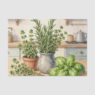 Papel De Seda Hierbas frescas de cocina acuarela