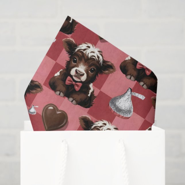 Papel De Seda Highland Cow Chocolate Heart Kisses Gift Filler (Bolsa de regalo)