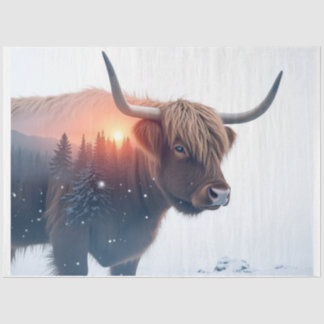 Papel De Seda highland  cow double exposure