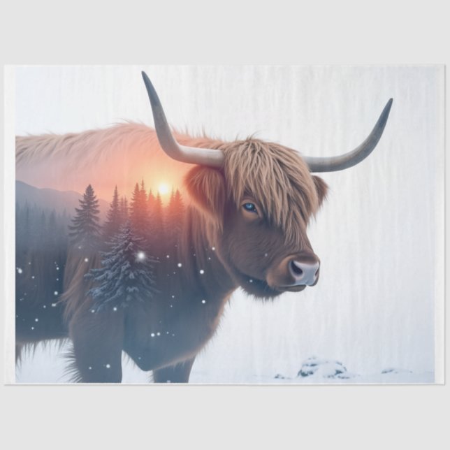 Papel De Seda highland  cow double exposure (Anverso)