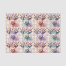 Highland Cow Easter Flowers in Pastel