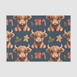 Papel De Seda Highland Cow Festive Santa Christmas
