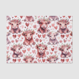 Papel De Seda Highland Cow Red Pink Heart Flower Gift
