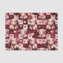 Papel De Seda Highland Cow Ruby Red Golden Heart Gift