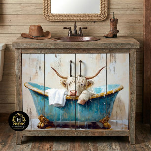 Papel De Seda Highland Cow Rustic Boho Bath Tub Spa Decoupage