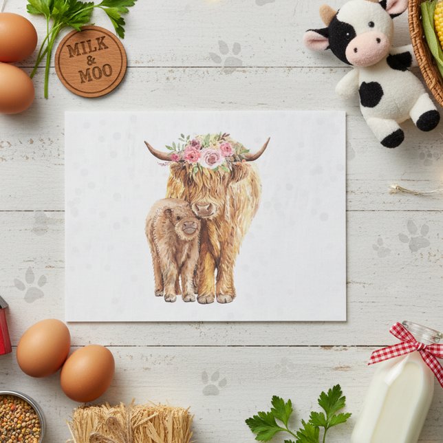 Papel De Seda Highland Cow Scotland Pink Mama Baby Calf (Subido por el creador)