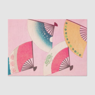 Papel De Seda Hinchas del patrón retro japonés rosado