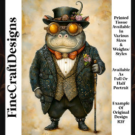 Papel De Seda Hipopótamo Antropomórfico Steampunk R2F Decoupage