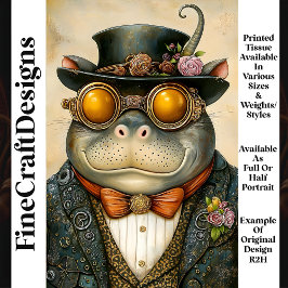 Papel De Seda Hipopótamo Antropomórfico Steampunk R2H Decoupage