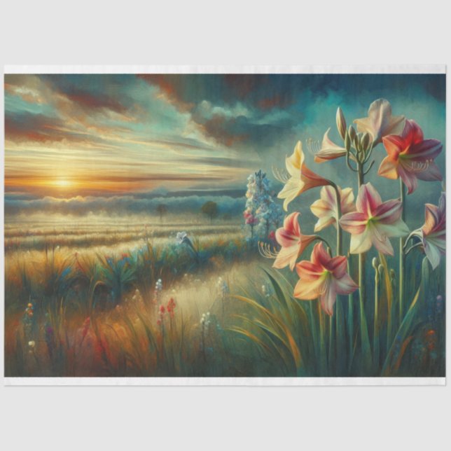 Papel De Seda Hippeastrum Sunset View Decoupage Tissue Paper (Anverso)