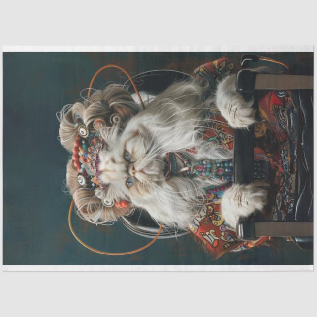 Papel De Seda Hippie Gato Fancy en la Decoración del Salon (Anverso)