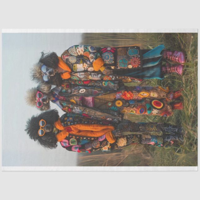 Papel De Seda Hippie Hipster Standard Poodle Sisters Decoup (Anverso)