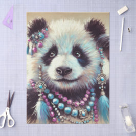 Papel De Seda Hippie Panda Bear Chalk-Pastel Decoupage