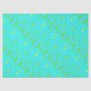 Papel De Seda Hippie psicodélico retro 60 boho azul verde
