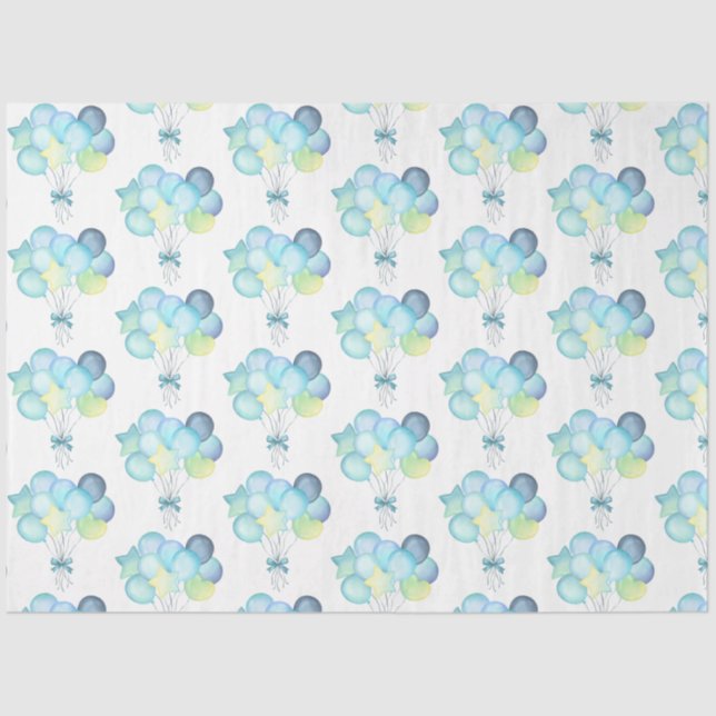 Papel De Seda Hippo Cumpleaños azul suave (Anverso)