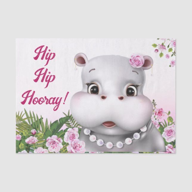 Papel De Seda Hippo Floral rosa (Anverso)