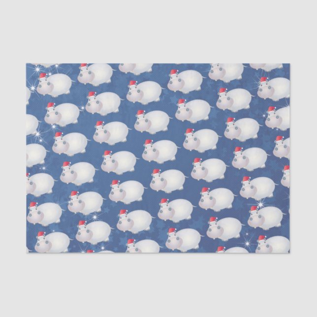 Papel De Seda Hippo Santa Hat Hippopótamo (Anverso)