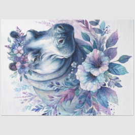 Papel De Seda Hippo Watercolor Floral